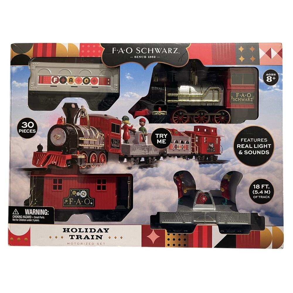 FAO Schwarz 30 Piece Motorized Classic Train Set 18' of Track Macy's Exclusive